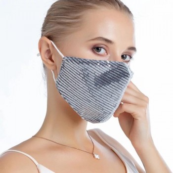Mond Masker | Glinsterende Masker |Niet Medisch | Wasbaar | Herbruikbaar | Kleur: ZILVER