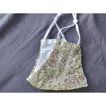Glitter mondkapje wasbaar | Licht goud | met katoen en pailletten| mondmasker | verstelbaar | ademend