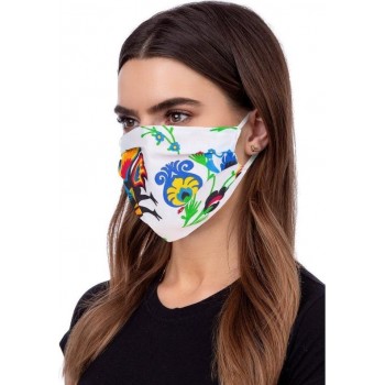 Mondkapje Wasbaar - Mondmasker - 100% Katoen - Wit met gekleurde bloemen