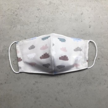 Mondkapje met print - Herbruikbaar/Wasbaar - Met filters - niet-medisch - Maat (10-12 jaar) - Wolken