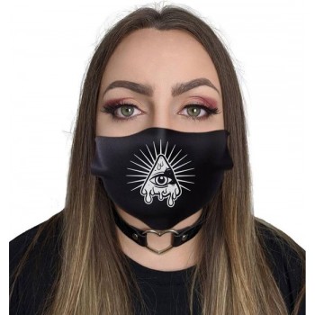 Twisted Apparel Masker All Seeing Pizza Eye Mondkapje Zwart