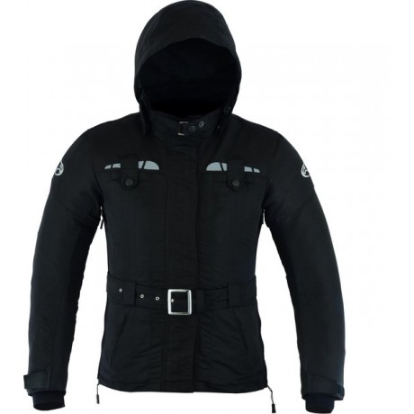 JET - Dames Motorjack / Motorjas- Textiel - Protectie - Waterdicht - Zwart (2XL (44 - 46 ))