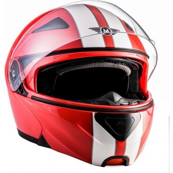MOTO F19 Racing red systeemhelm Flip-Up scooterhelm, motorhelm, rood, S hoofdomtrek 55-56cm