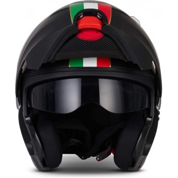 MOTO F19 Venice Black systeemhelm Flip-Up scooterhelm, motorhelm, M, hoofdomtrek 57-58cm