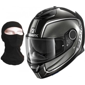 SHARK Spartan Carbon Priona integraalhelm + kap - zwarte houtskool