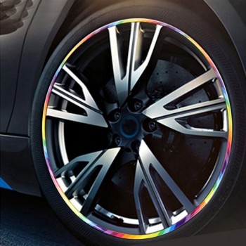 Universele decoratieve kleurrijke krasbestendige stickup 8 m flexibele auto wielnaaf trimmallen glanzende decoratie strip