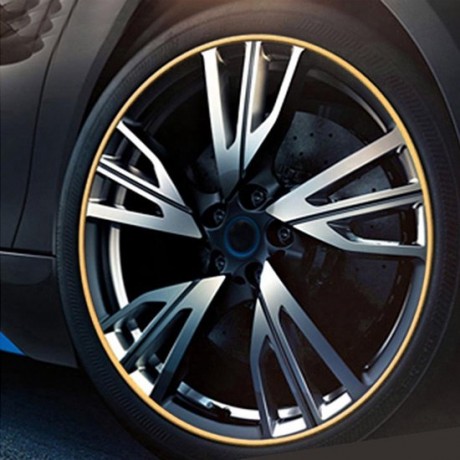 Universele decoratieve krasbestendig stickup 8 m flexibele auto wielnaaf trim vormstukken shining decoratie strip (goud)